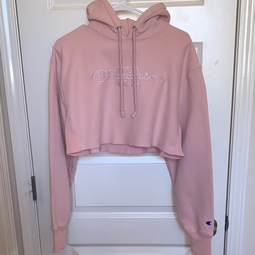 Champion Light Pink Cropped Hoodie